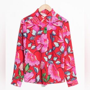 & Other Stories Silk Floral Button Down Blouse